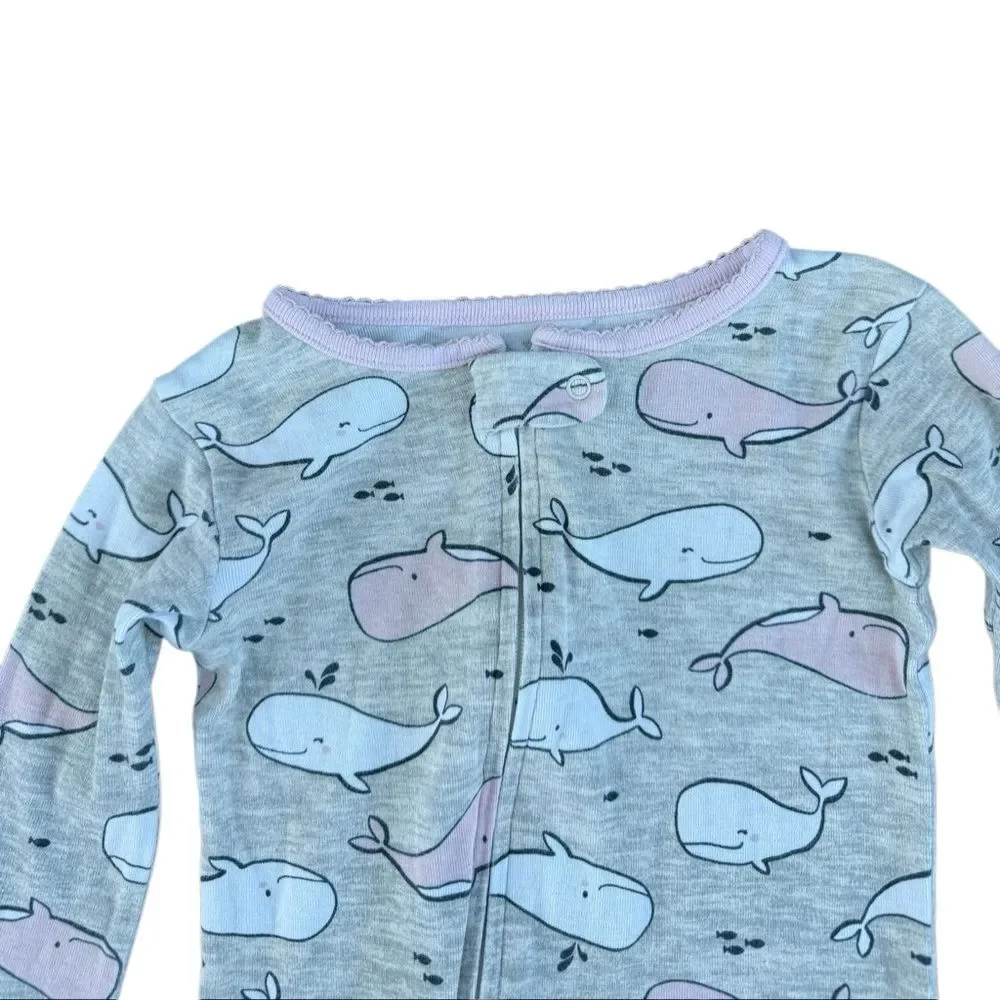 Carter's Baby Girls 1-Pc. Whale-Print Cotton Footed Pajamas Size 24M